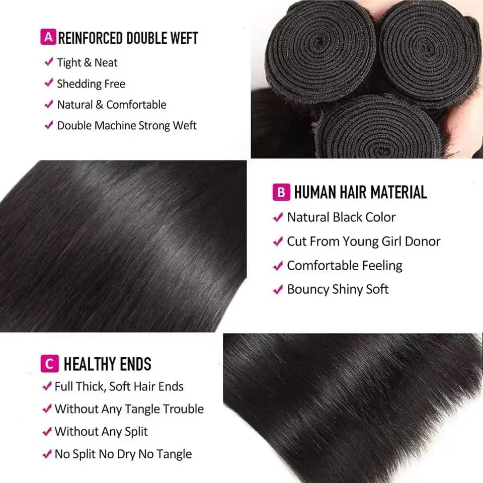 Premium Raw Virgin Hair Straight Bundles Human Hair Bundles 4 Pcs/pack