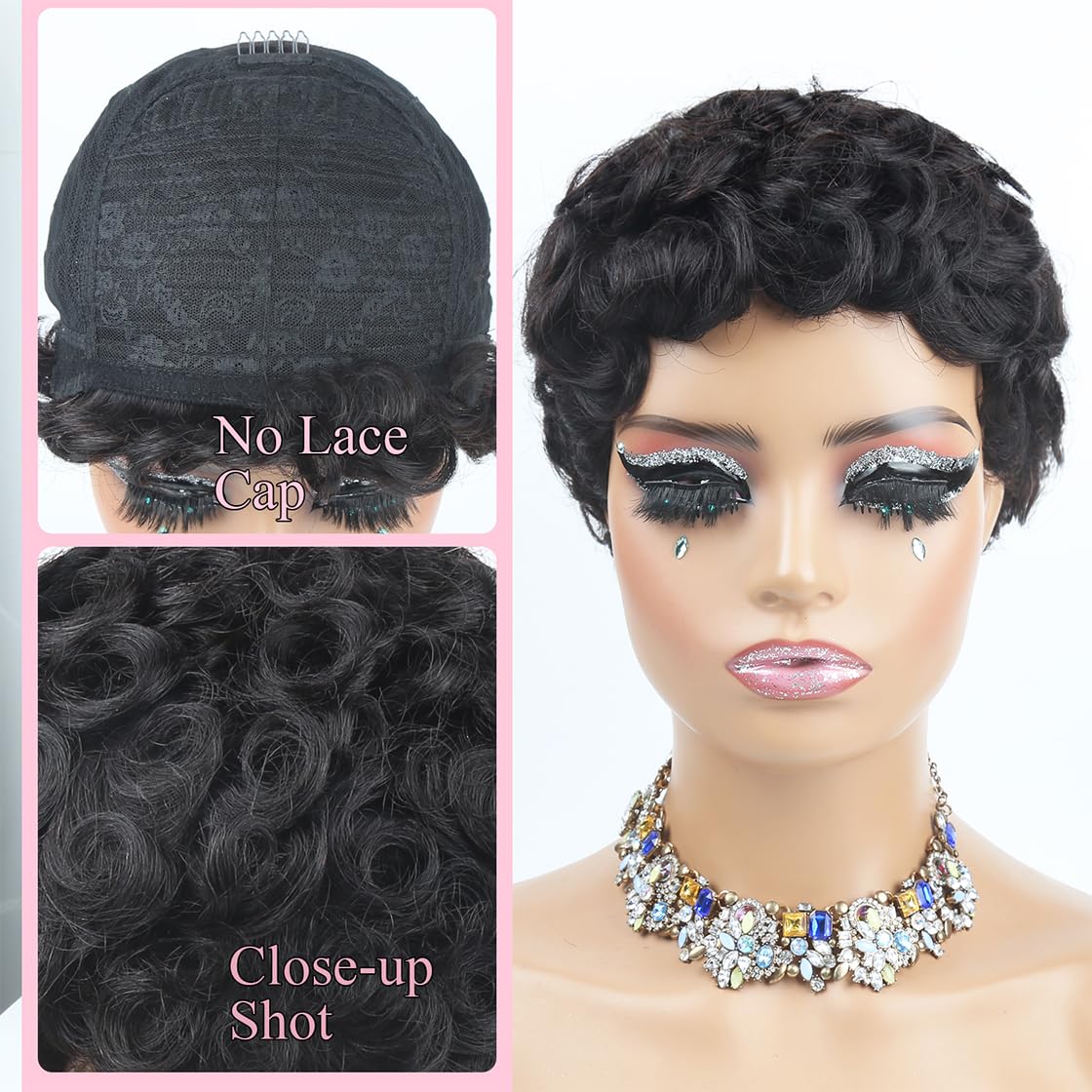 Brazilian Curly Pixie Cut Wig Human Hair Glueless Short Layered Wigs
