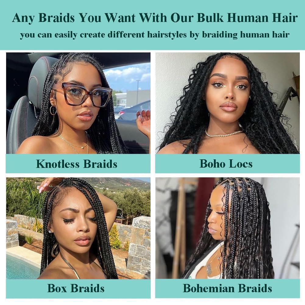 Human Braiding Hair for Boho Braids Deep Wave Bulk Human Hair