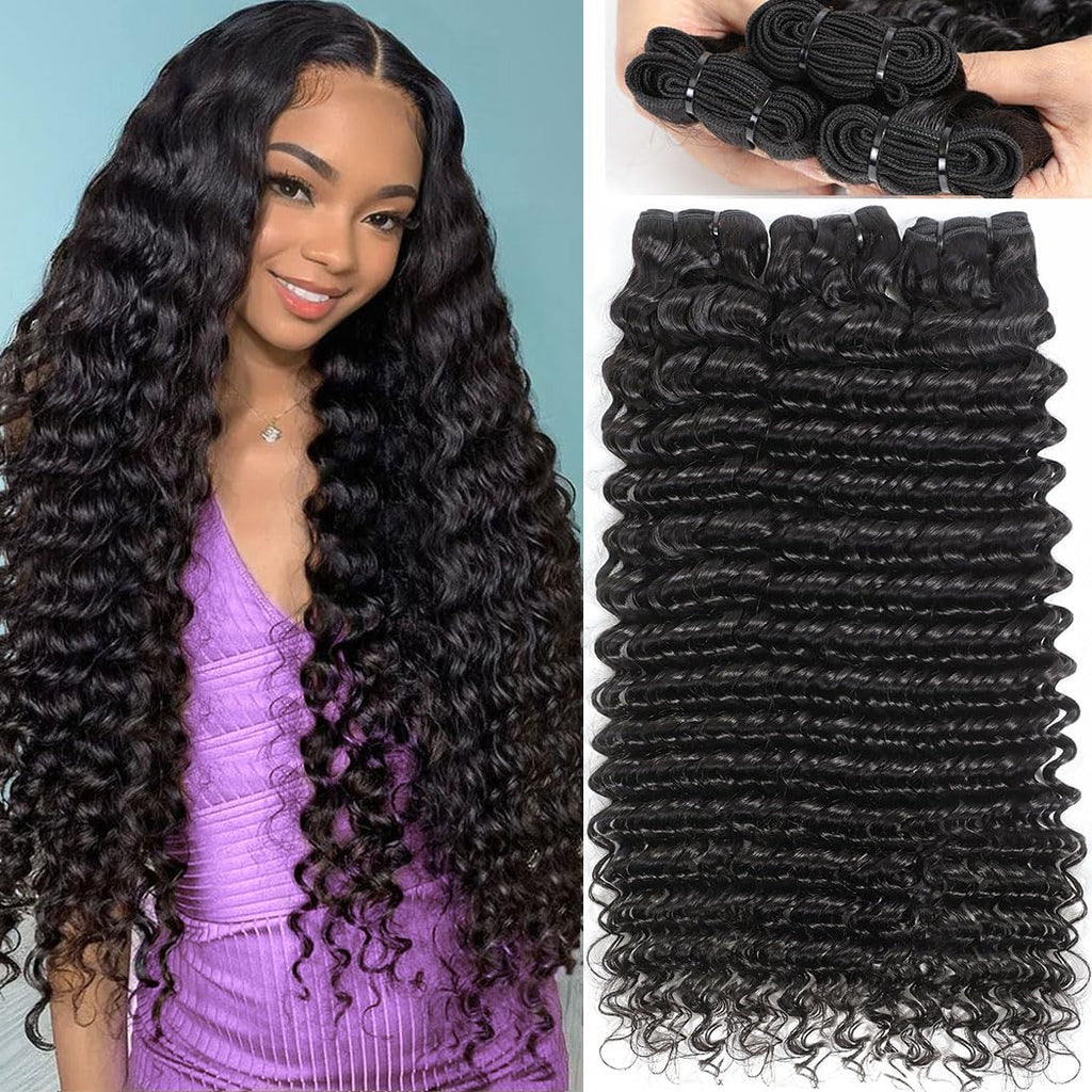 Human Bundles Deal 10A Grade 100% Human Virgin Hair unprocessed Water Wave