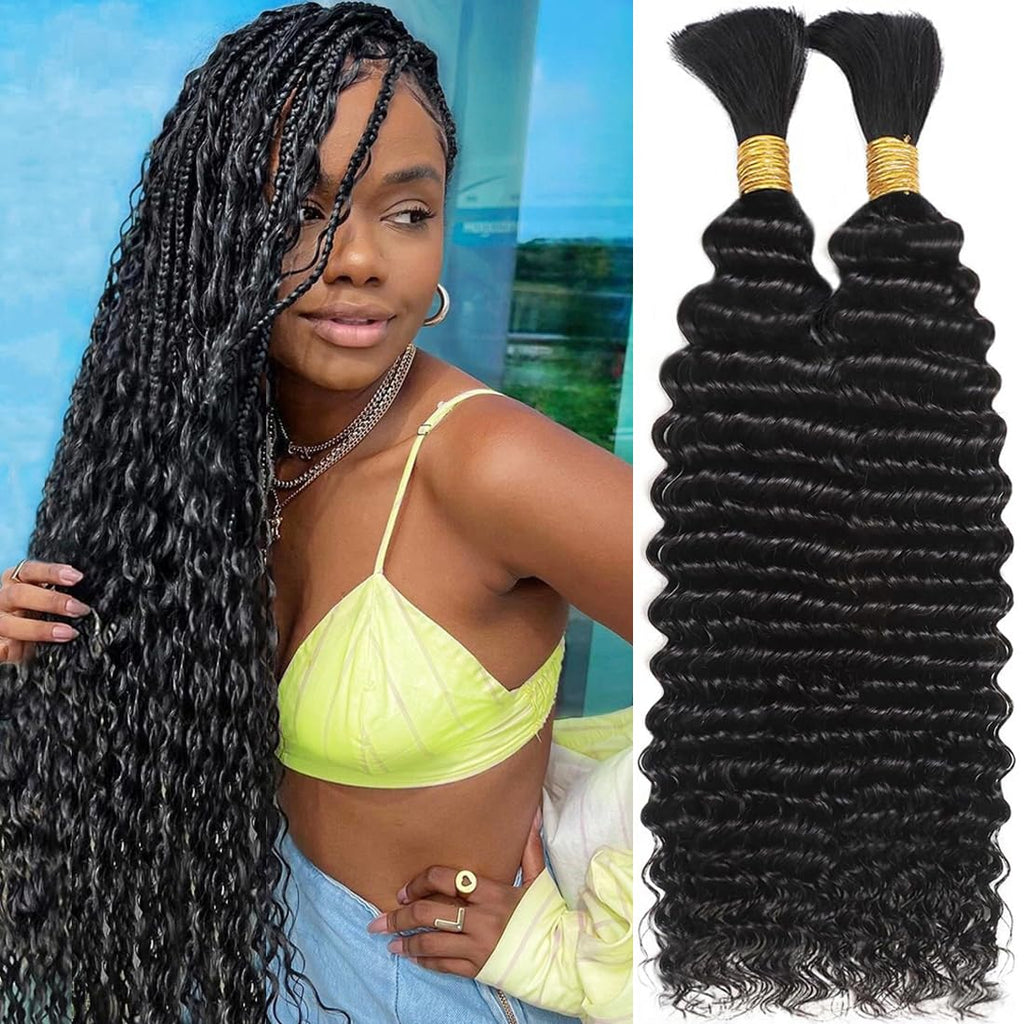 Human Braiding Hair for Boho Braids Deep Wave Bulk Human Hair