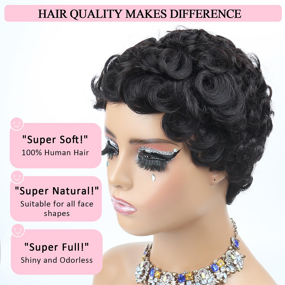 Brazilian Curly Pixie Cut Wig Human Hair Glueless Short Layered Wigs