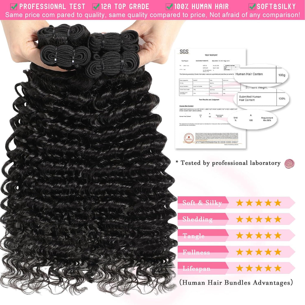 Human Bundles Deal 10A Grade 100% Human Virgin Hair unprocessed Water Wave