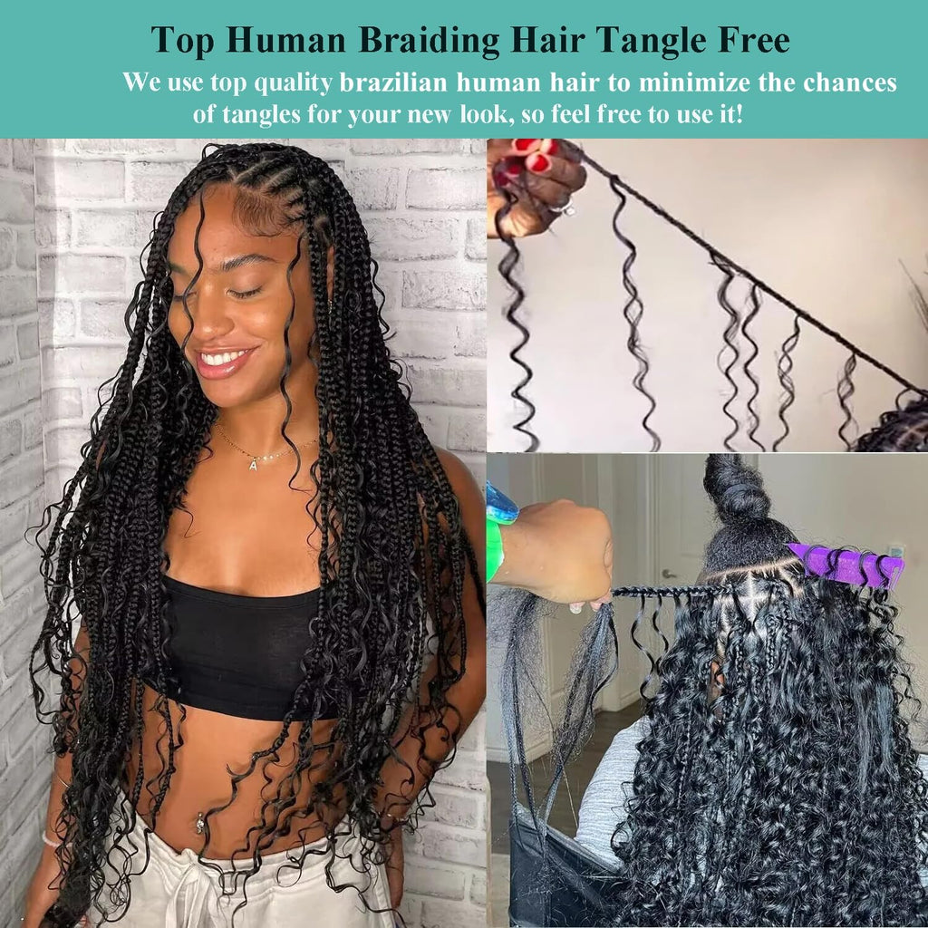 Human Braiding Hair for Boho Braids Deep Wave Bulk Human Hair