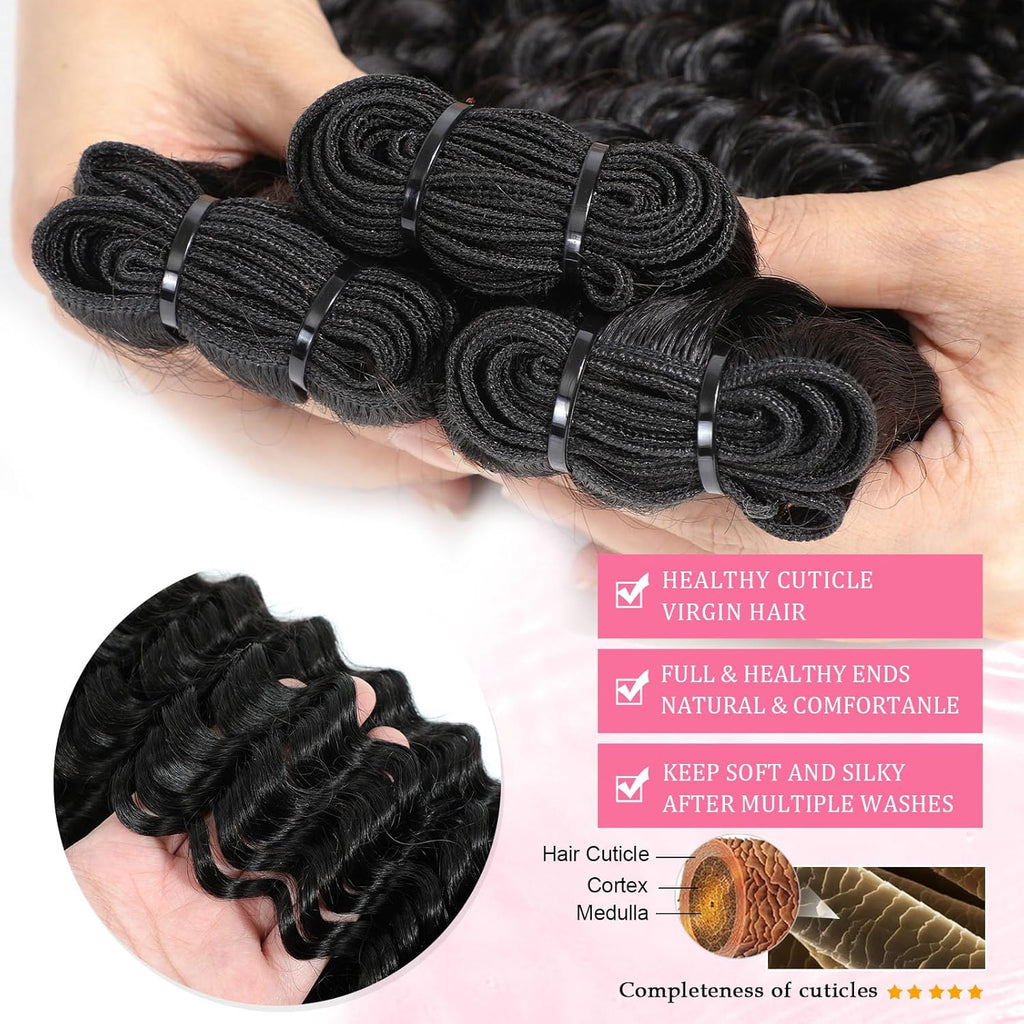 Human Bundles Deal 10A Grade 100% Human Virgin Hair unprocessed Water Wave