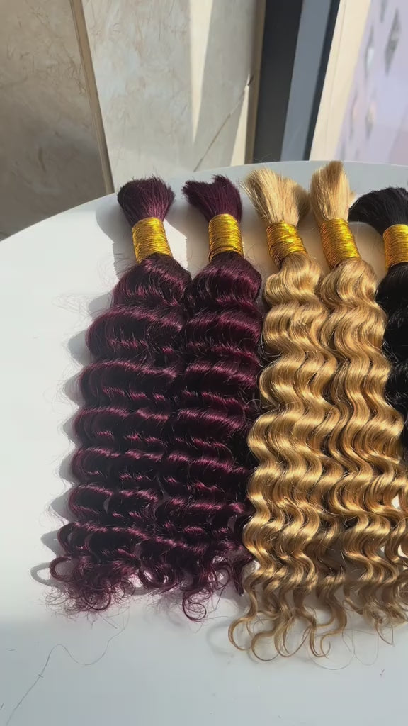 Human Braiding Hair for Boho Braids Deep Wave Bulk Human Hair